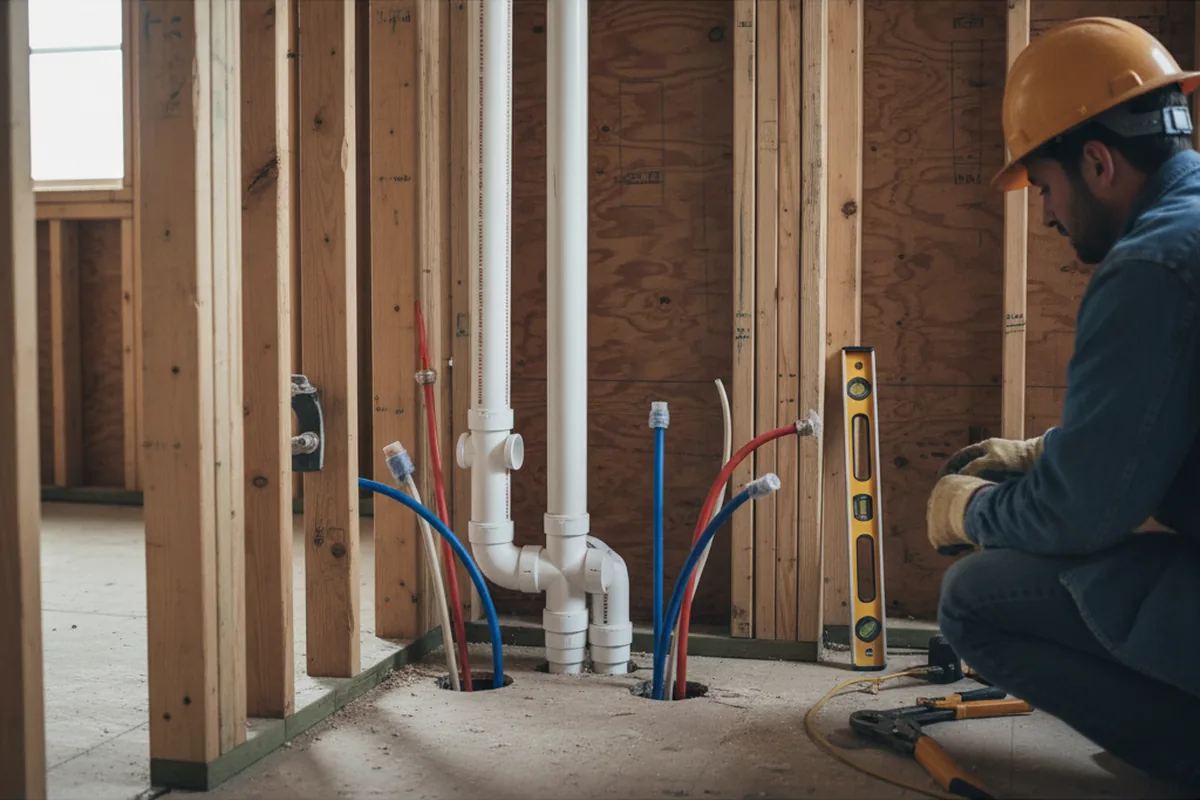 Drain and supply rough-in during Sump Pump Repair in Tarboro