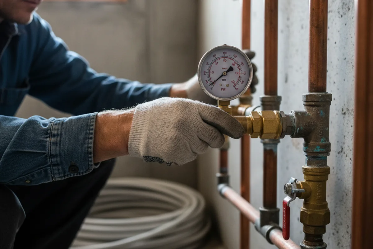 Pressure testing a repaired line during Water Line Repair in Tarboro